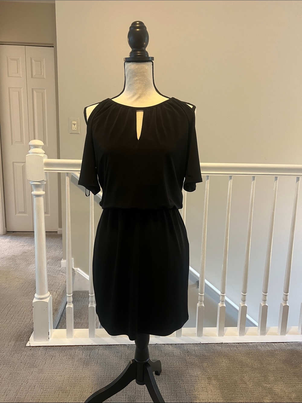 White House Black Market Black Cold-Shoulder Mini with Keyhole